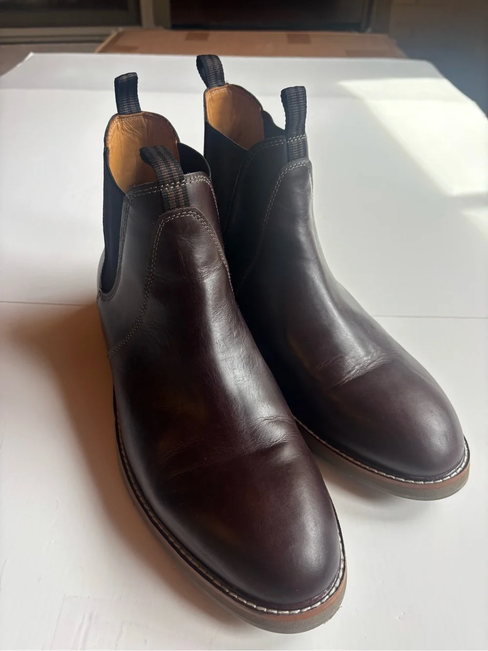 Cole Haan Men's Brown Leather Chelsea Ankle Boots US 12 M Almond Toe